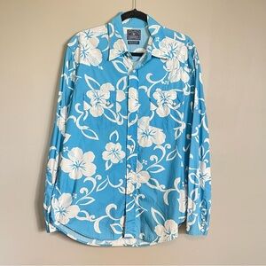 Lucky Brand Men’s Medium Blue Diamond Pearl Snap Shirt Western Cowboy Casual